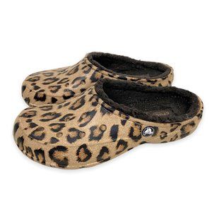 lined crocs leopard